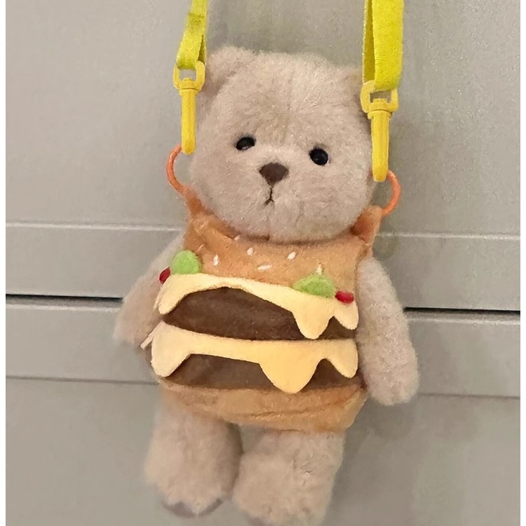 2025 Autumn New Women s Shoulder Bag Cartoon Plush Burger women bag s Potato Chip Bear Plush Bag Plush Shoulder Bag Women s Crossbody Bag Autumn New D
