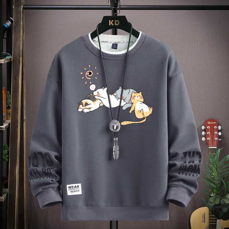 Spring Autumn Men Clothing Sweatshirt Japan Fashion Streetwear Long Sleeved Hoodies Men Casual Harajuku Cartoon Sweatshirt Men Y250811
