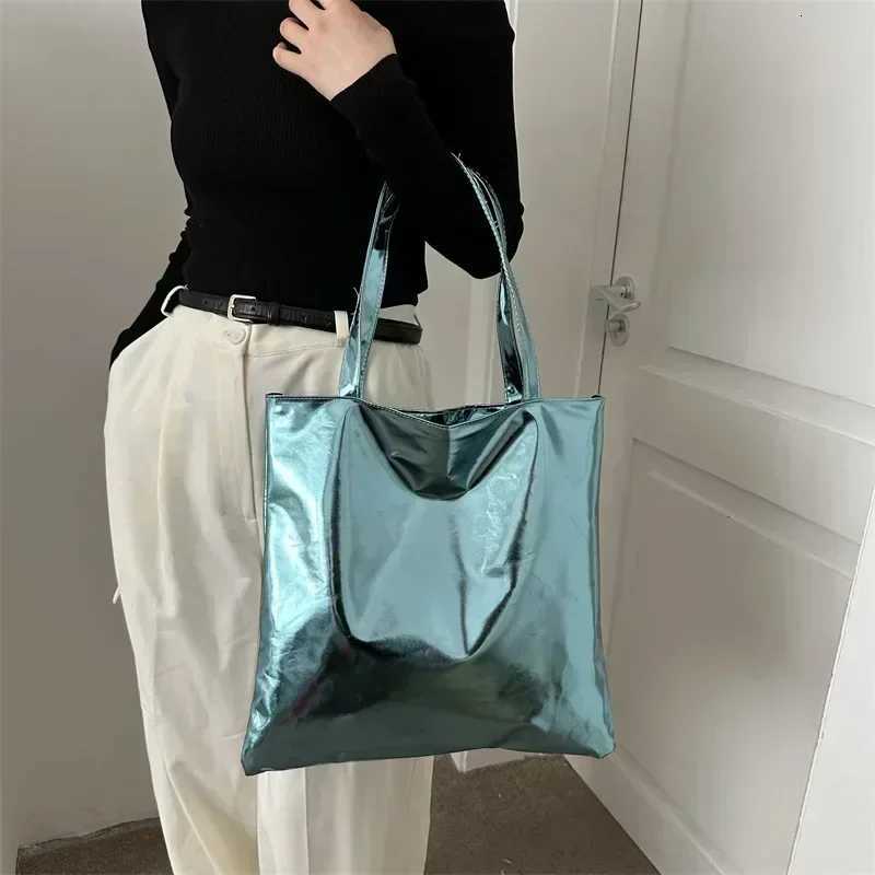 Women Glossy Tote Bags for Fashion High Capacity Shopping Pouch PU Leather Handbags Shiny Casual Female Purse s Shoulder Bag Z250812