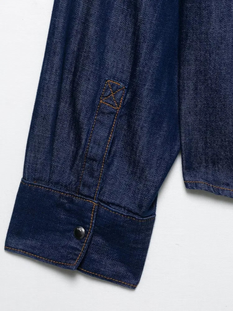 VTKW High-quality Elegant 2025 Spring Womens Blazer - Denim Shirt High-waisted Wide-leg Pants - Stylish Two-piece Set 250808