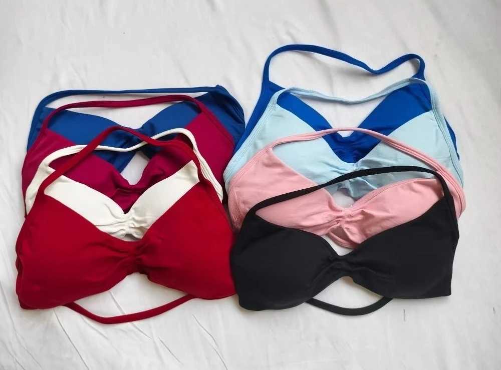 WHENG Fashion Strappy Bra Gym Top Girl Women High Support Thin Strap Halter Sports Seamless Bras Scrunch Workout Tank Bra Z250812
