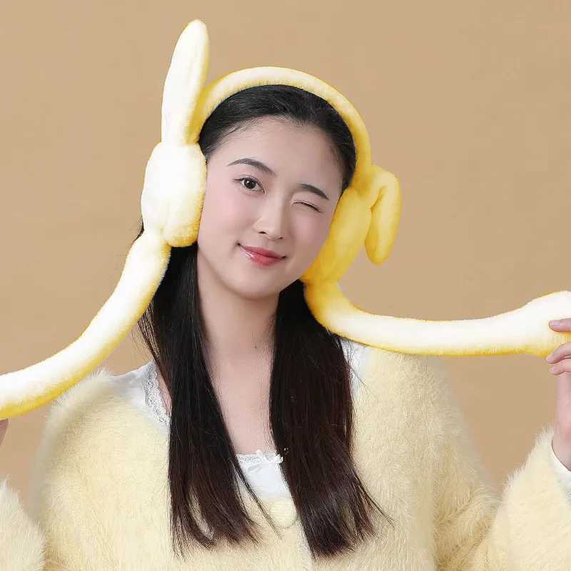 ute and Warm Wireless Ear Muffs for Women Kids Students Plush Earmuffs with Moving Ears Autumn Winter Outdoor Travel Earmuff XJ250812