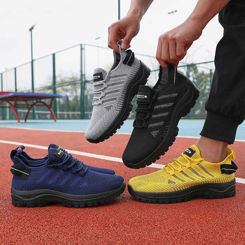 2025 Mens Running Shoes Knitted Mesh Breathable Fashion Casual Sports Shoes Comfortable Fitness Lightweight Mens Casual Shoes Z250812