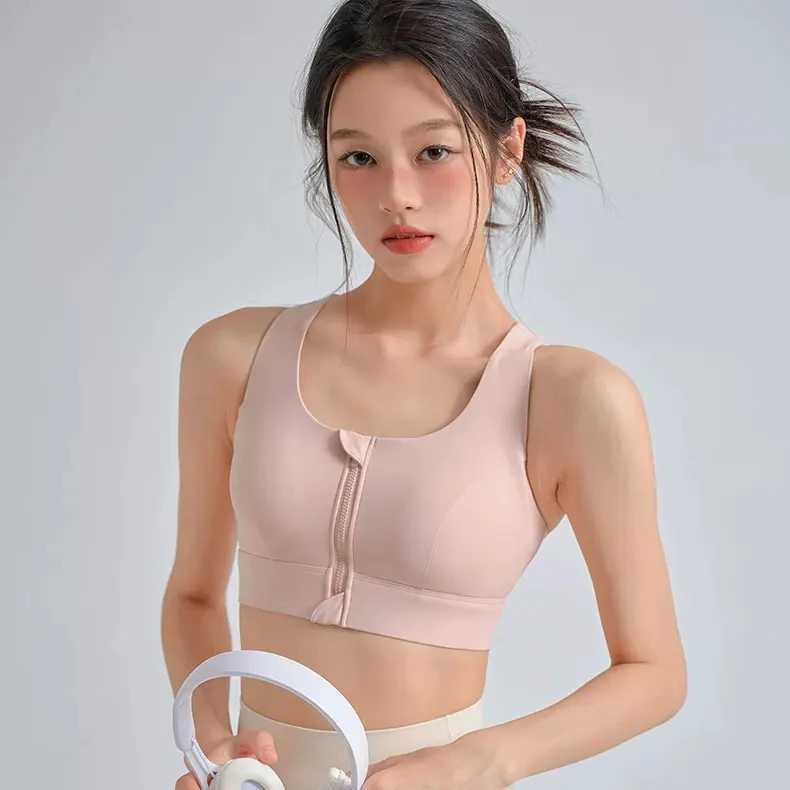 2024 Womens High Impact Sports Bra with Front Zipper Built-in Fixed Cups Shockproof Push Up for Running Training Z250812