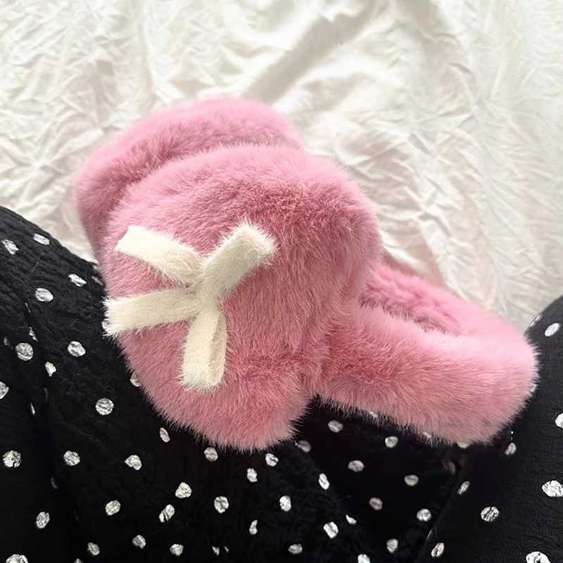 Women Bow Knot EarMuffs Kawaii Heart Fluffy Ear Muffs Cold Protection Women Ear Covers Thickened Plush Japanese JK Girls Earplugs XJ250812
