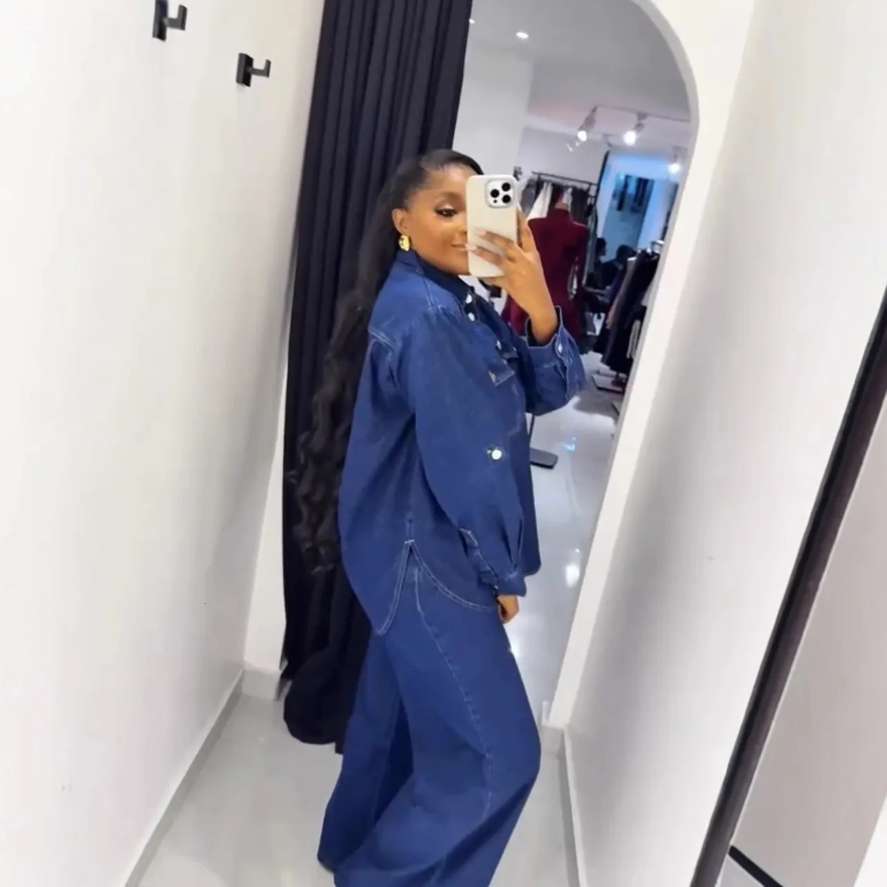 Women Denim 2 Piece Sets Coat Jeans Pockets Single Breasted Turn Down Collar Outfits Distressed Jacket Straight Pants Suit 2025 250808