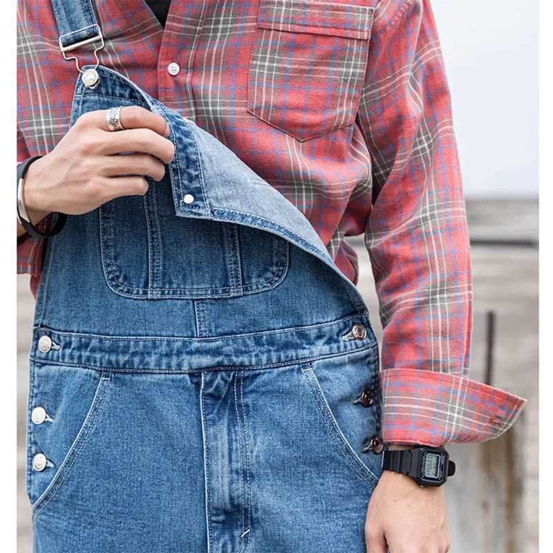 Mens Plus Size Denim Bib Overalls Classic Big Pocket Cargo Jeans Loose Working Coveralls Suspenders Jumpsuits Dark Light Blue X250812