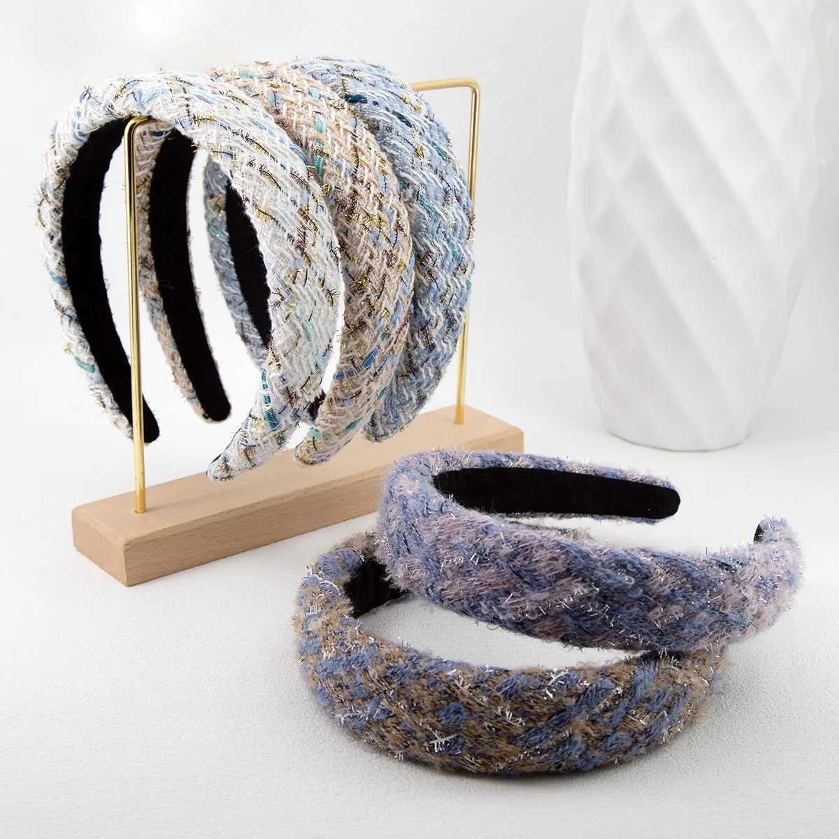 3cm Wavy Wool Braided Sponge Plastic Band Knitting Band Fine Flash Wens Bands Autumn and Winter Hair Accessories X250812