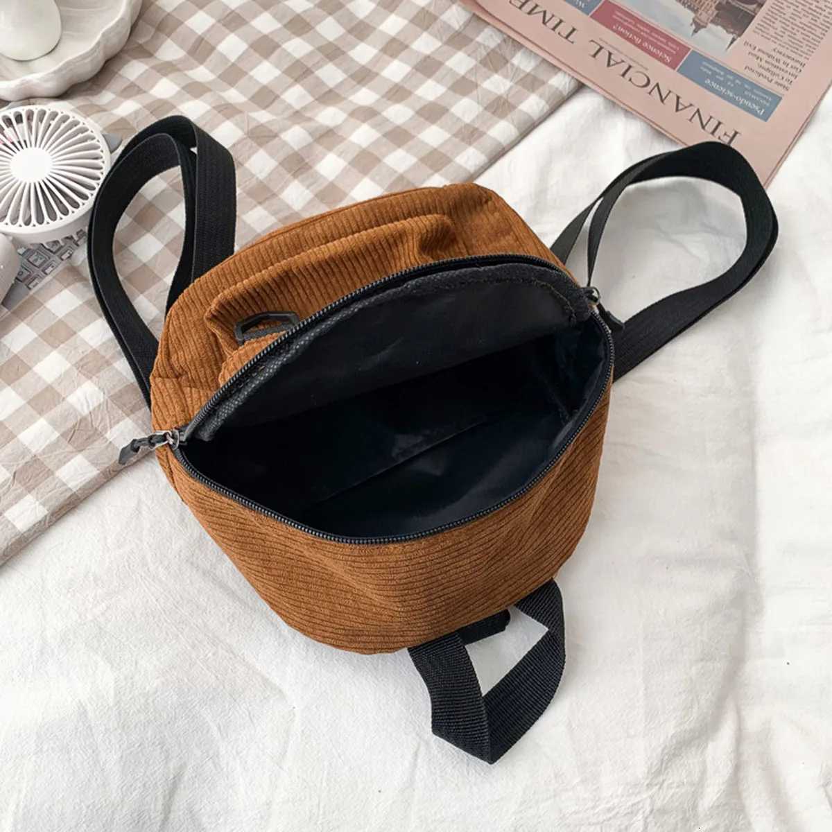 Velvet Solid Color Japanese Style Womens Backpack Simple Student Bookbag Ladies Shoulder Bag Y250811