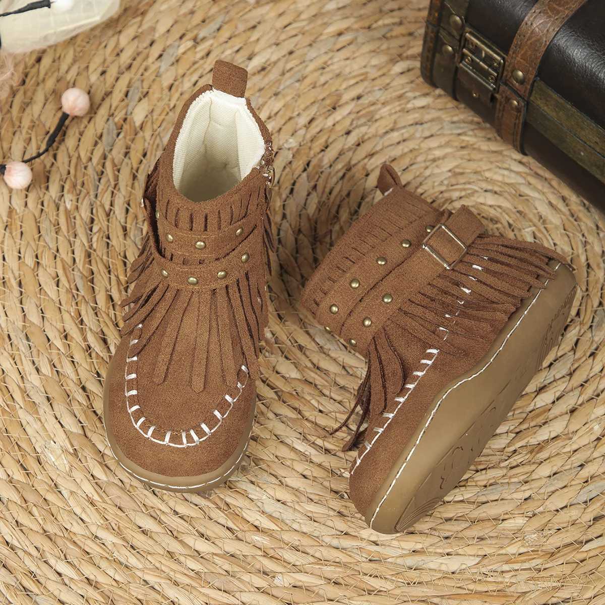 Girls Short Boots with Tassels Kids Princess Boots Non-Slip Ins Trendy 2025 Brand New Children Fashion Boots with Side Zipper XJ250812