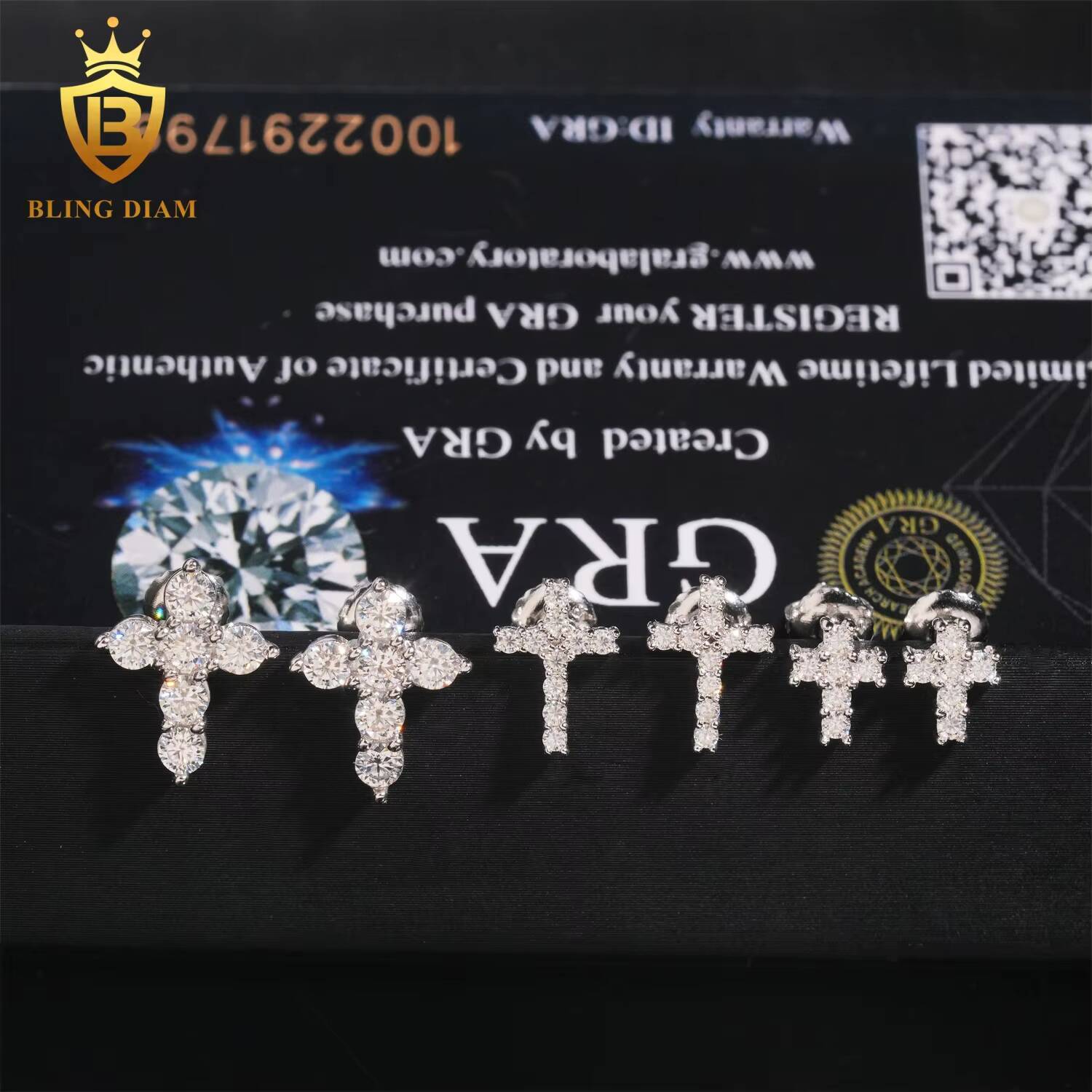 Popular Men Women Stud Earrings Silver 925 Earrings Screw Back Cross Moissanite Earrings Hip Hop Jewelry