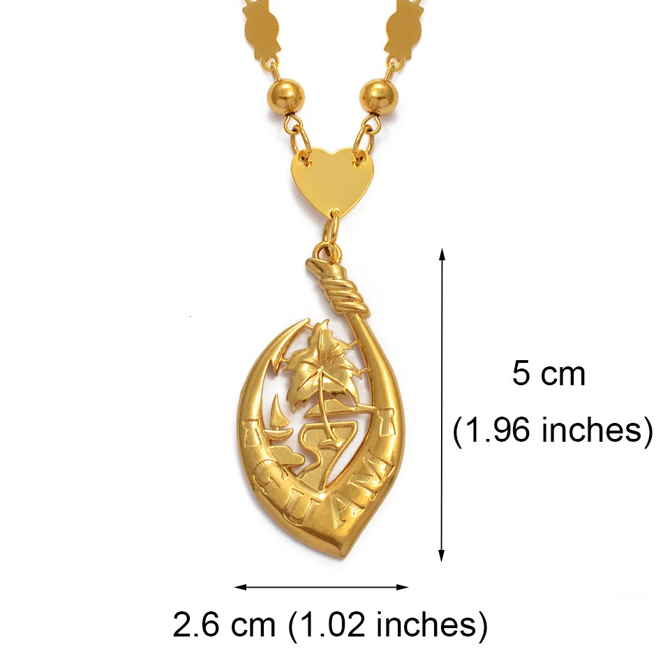 Anniyo Guam Pendant Necklaces for Women Men Gold Color Micronesia Ethnic Jewelry Party Item #215206 250807
