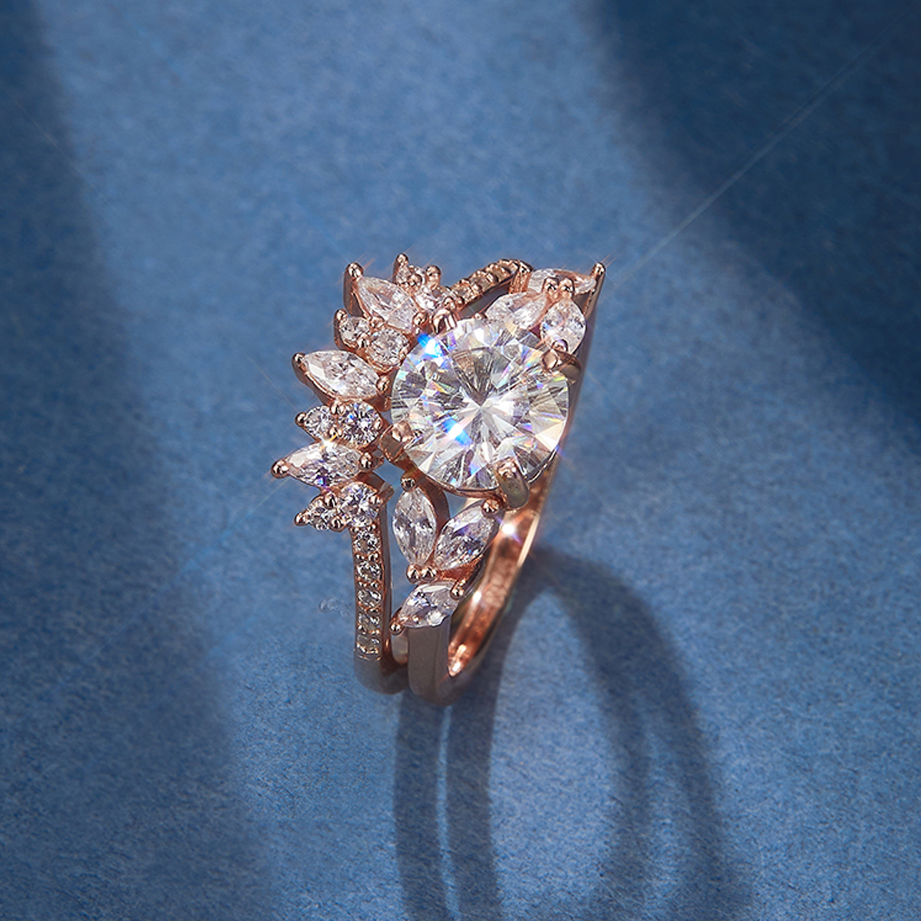 MT Premium Jewelry Moissanite Engagement Wedding Ring Set, Women's 925 Sterling Silver 2 pcs Detachable Stackable Ring Set, Anniversary Band Set 