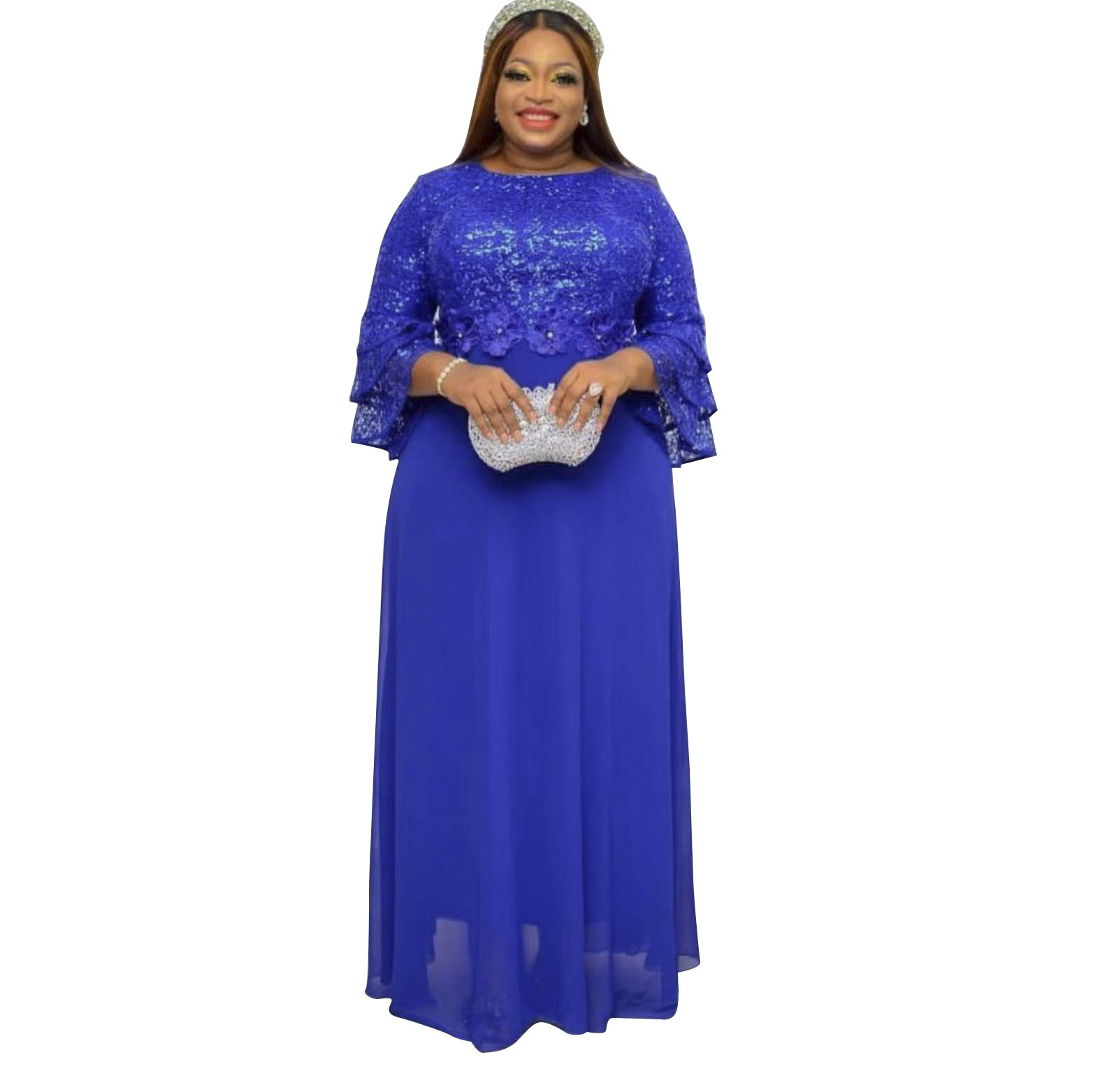 Womens Plus Size New Lace Heavy Chiffon Dress 240703