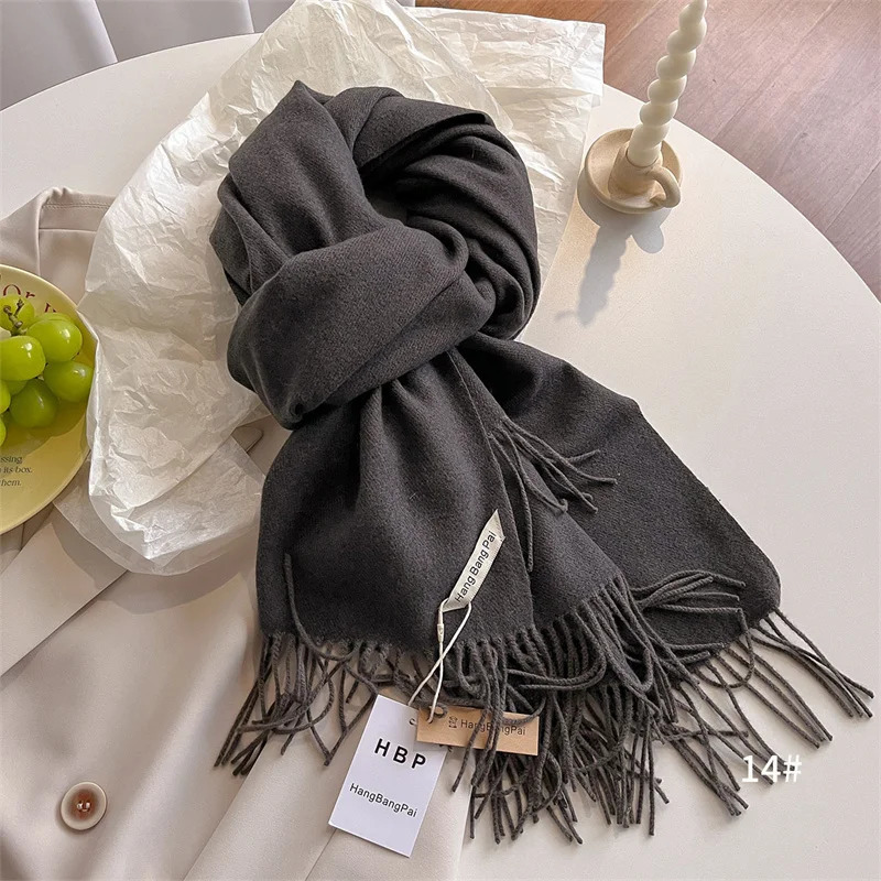 Winter Wool Scarf Women Cashmere Warm Pashmina Foulard Female Shawls Wraps Thick Soft Bufanda Scarves Stole 250812