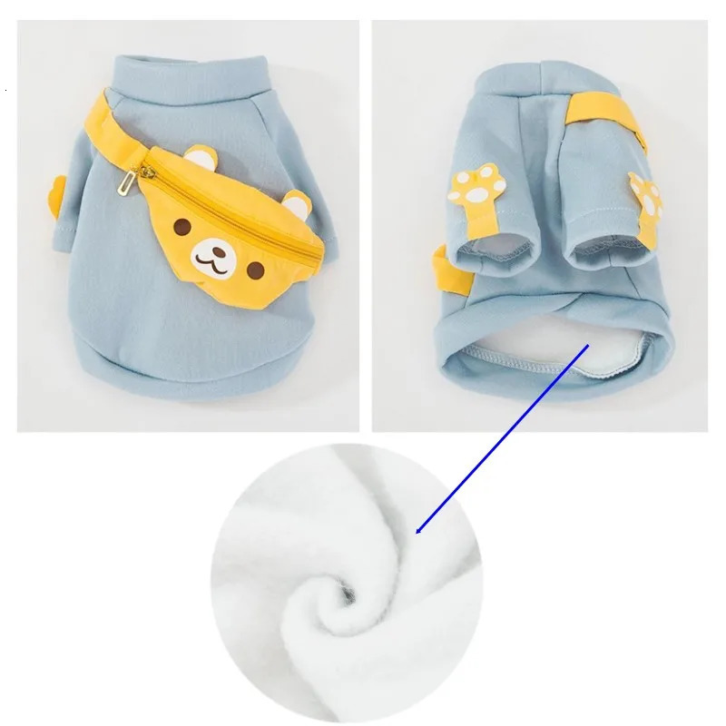 Autumn Winter Pet Dog Warm Clothes Fleece Dog Hoodies Coat with Messenger Bag Chihuahua French Bulldog Pullover Dog Girl Costume 250806