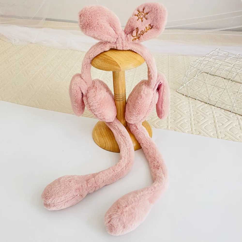 ute Rabbit Jumping Earmuffs Outdoor Winter Warm Funny Toy Cap Plush Toy Ears Airbag Hat Childrens Xmas Gift For Kids XJ250812