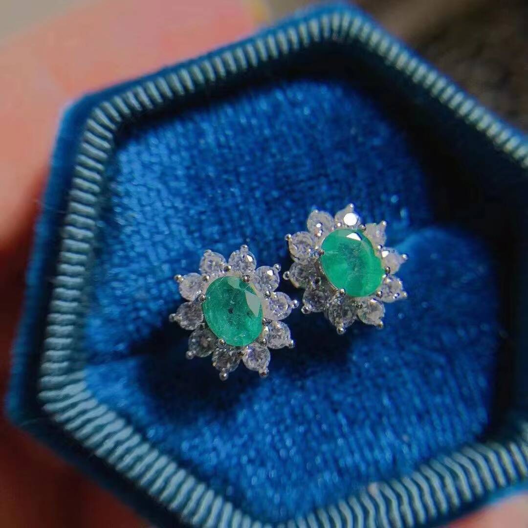 Wholesale Fashion 925 Sterling Silver Ladies Bulk Drop Earring Boho Statement Emerald Earrings for Women