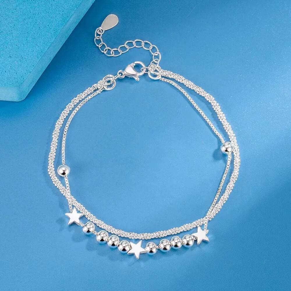 cute sterling Sier Bracelets Star chain for Women men Wedding Lady Noble Pretty Jewelry Fashion Nice Chain