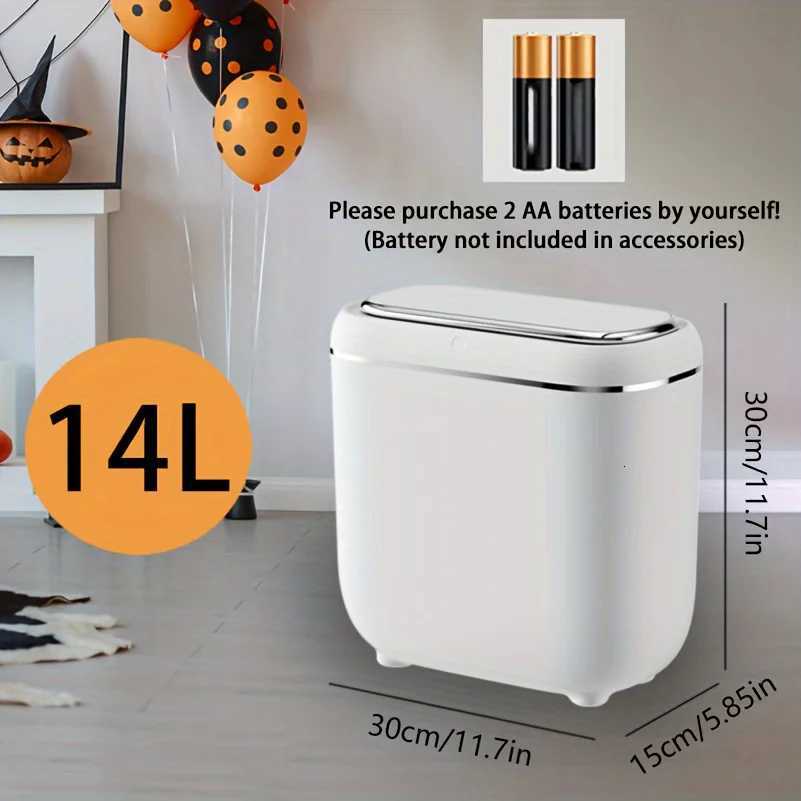 Smart Motion Sensor 14L Automatic Lid Trash Can - Quiet Close Thanksgiving/Christmas/Halloween Gift For Home Kitchen Y250812
