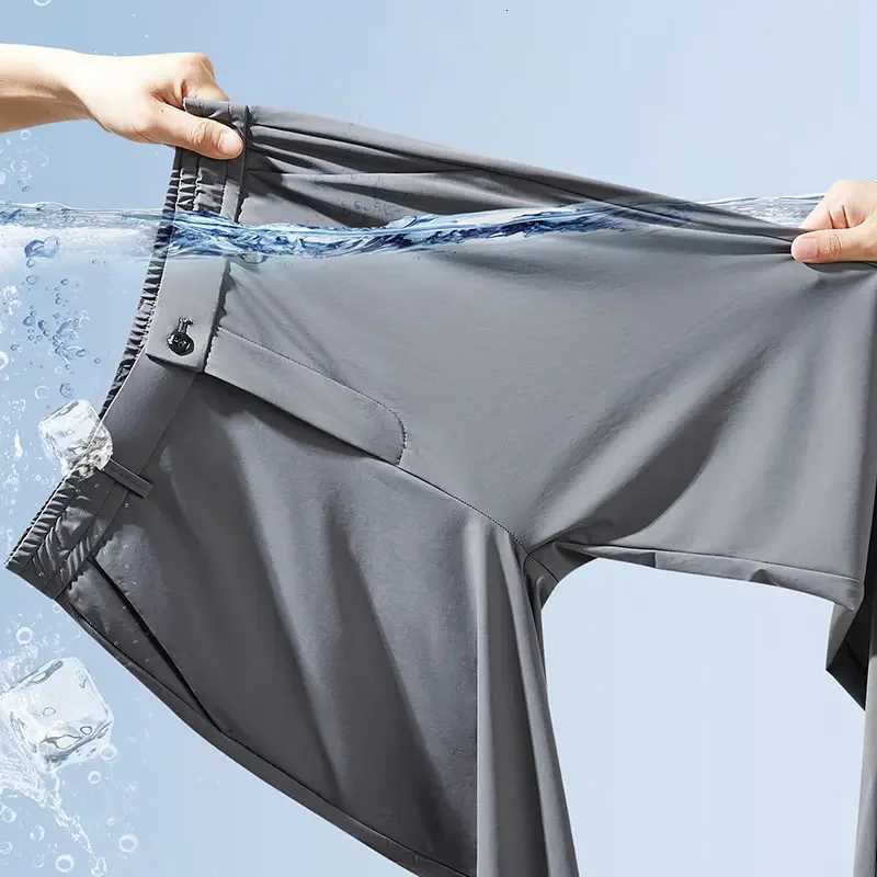 Mens Casual Pants Spring Summer Thin Business Slim Elastic Waist Trousers Korean Classic Stretch Black Gray Trousers Male W250812