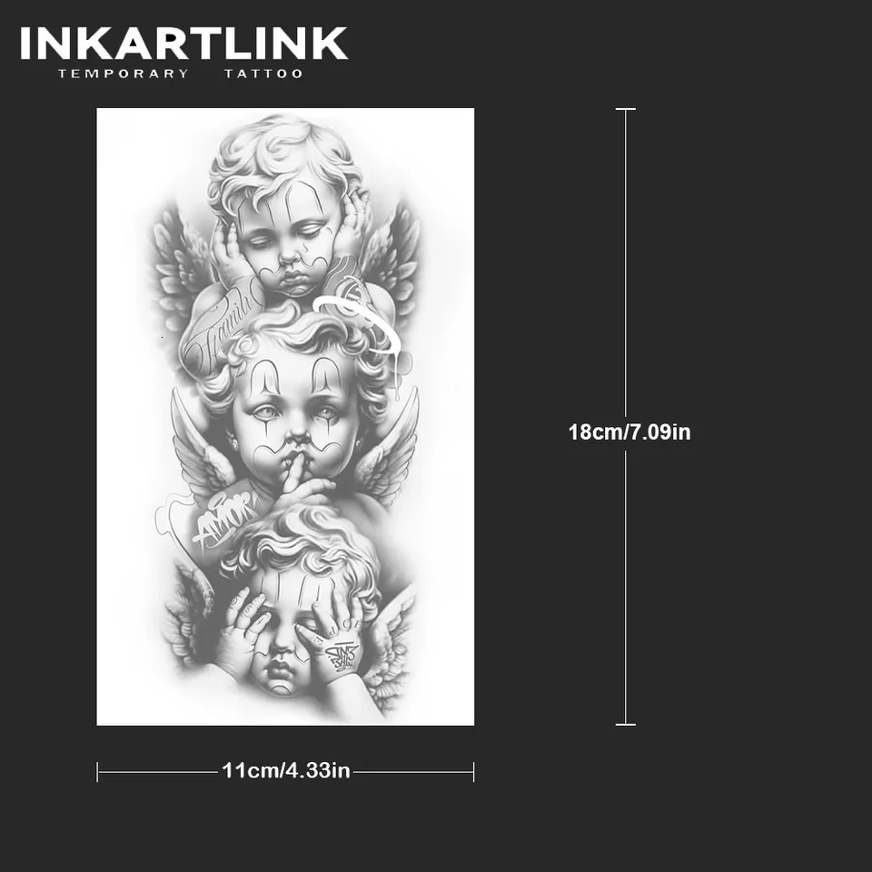 INKARTLINK Angel Herbal Juice Tattoo Sticker Magic Semi anent Realistic Lasts 12 Weeks 250809