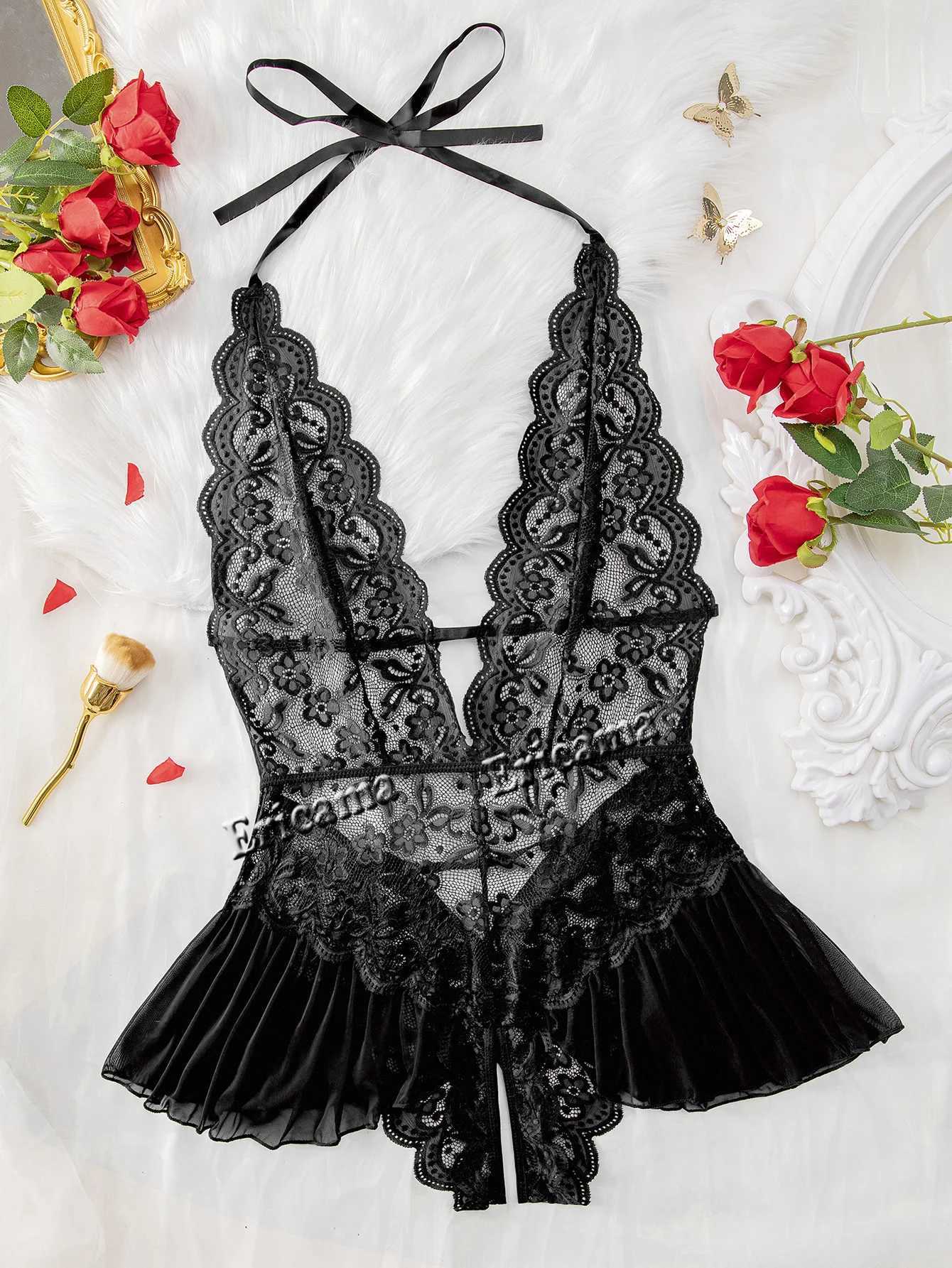 Push Up Womens Hollow Erotic Lingerie Set Lace Transparent Underwear Slim Fit Erotic Bra Set Lace Sexy Fashion Sleepwear DressXJ250812