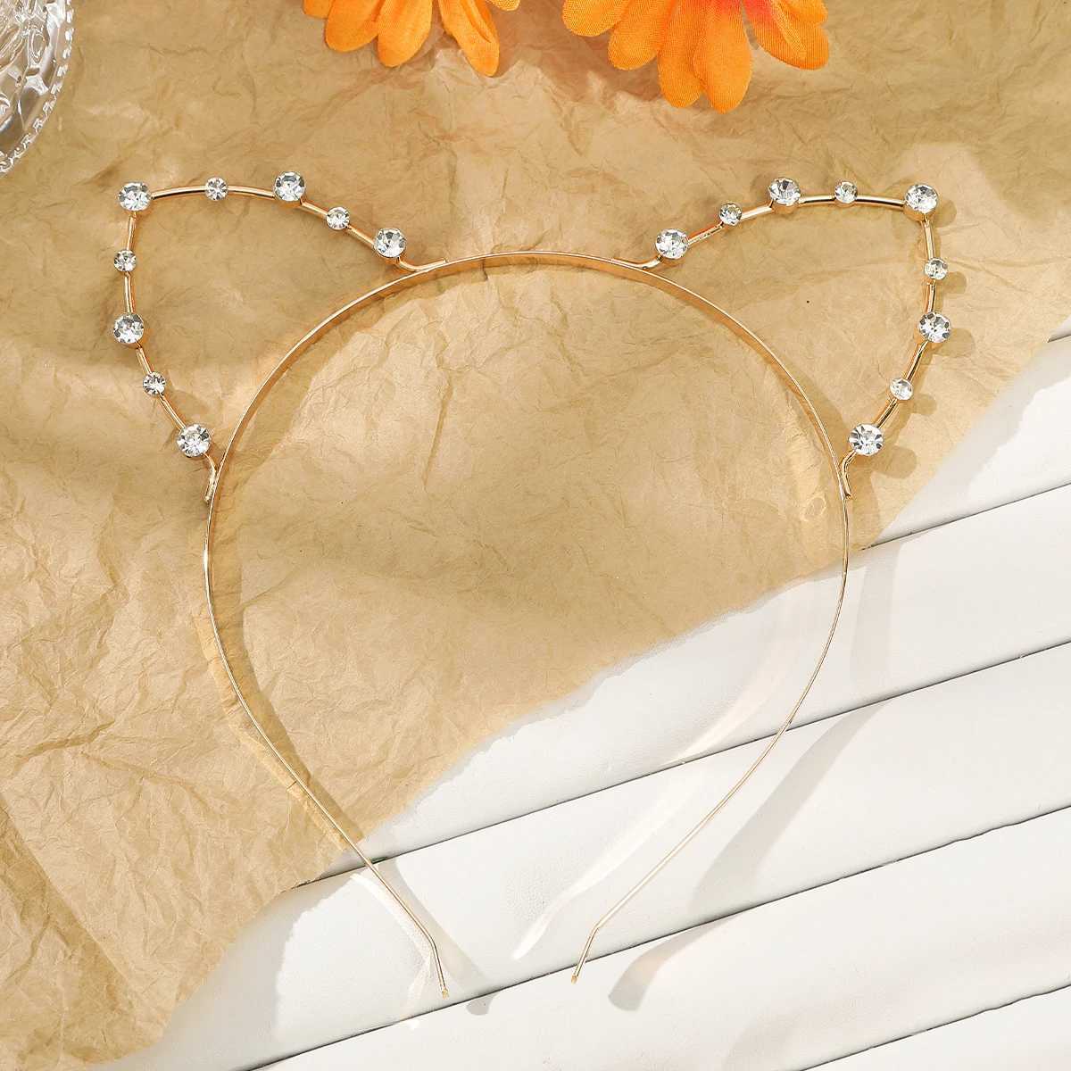 Girls Cat Ears Bands Sweet Hairbands For Wen Rhinestone Alloy Band Cute Band Party Festival Hair Accessories X250812