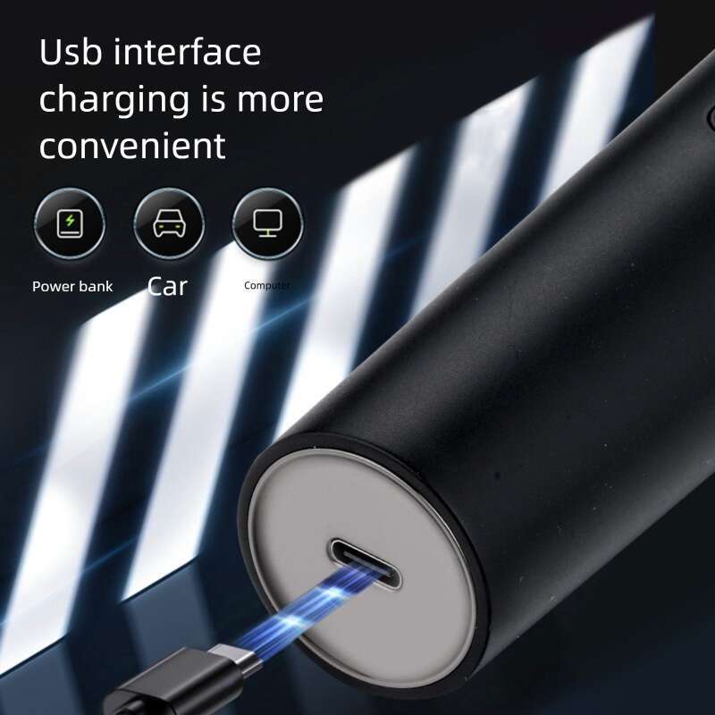 USB-powered travel-friendly male grooming tool with water resistance and a razor with multiple cutting modes
