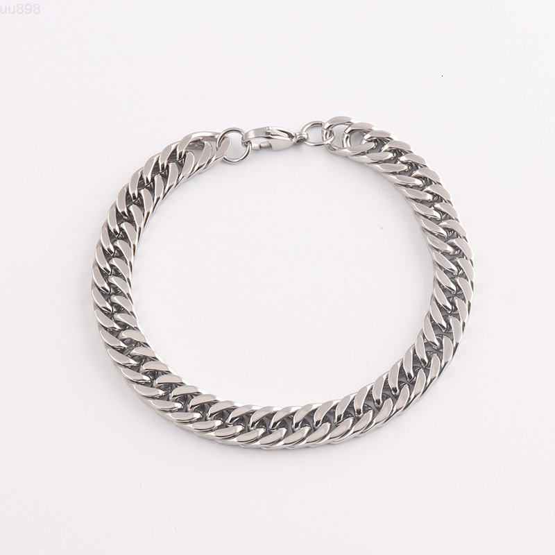 Hip Hop Jewelry Steel Color Miami Stainless Steel Cuban Bracelet Necklaces Cuban Link Chain for Men