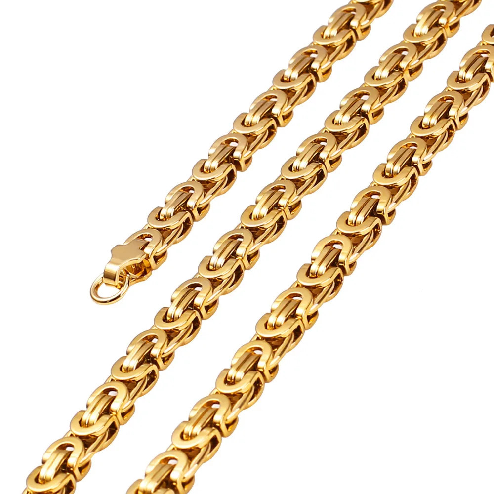 Arrival Jesus Cross Crystal Pendant Necklace Link Byzantine Gold Color Stainless Steel Men Jewelry Collier 21.65 6mm MN81 250805