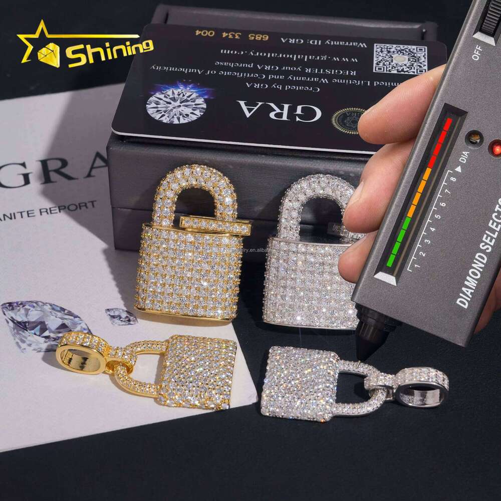Hot Sale New Arrivals Pass Tester Rapper Jewelry VVS1 Moissanite Dia S Sier Iced Out Man Lock Pendant Charms