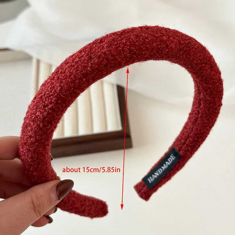 1PC Vintage Red Wens Velvet Hair Band for Girls Wide Side Sponge Hair Hoop Christmas New Year Hair Accessories X250812