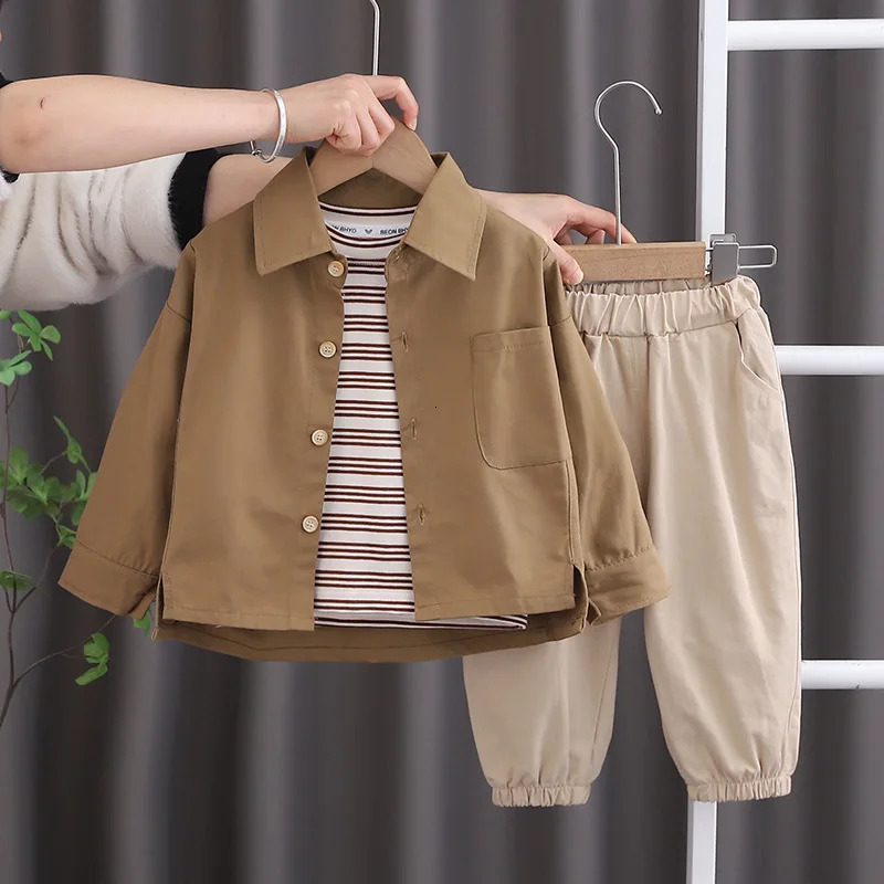 3Piece Sets Spring Autumn Baby Boy Clothes Korean Fashion Casual Long Sleeve TopsT-shirtPants Children Boutique Clothing BC274 250811