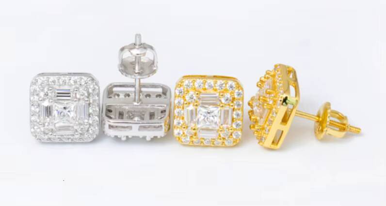 Fashion Fine Jewelry Sterling Silver 925 Hip Hop Earrings Vvs Moissanite Diamond Iced Out Earring