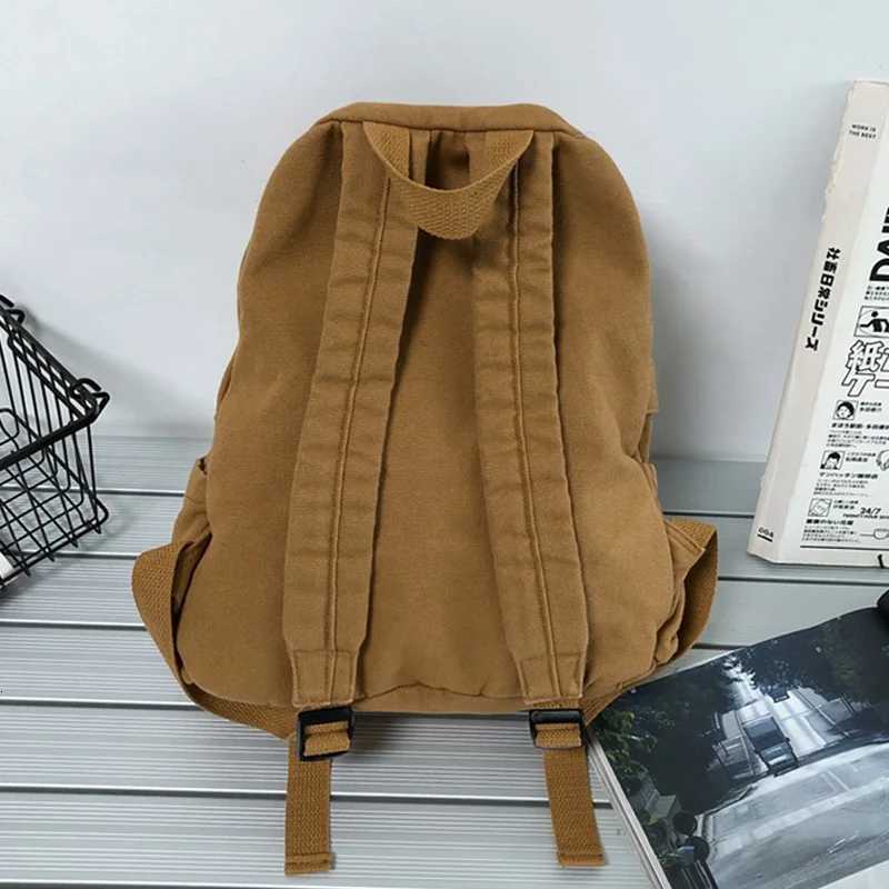 Vintage Simple Backpacks Large Capacity Canvas Schoolbag Multiple Pockets Travel Backpacks Unisex Y250811