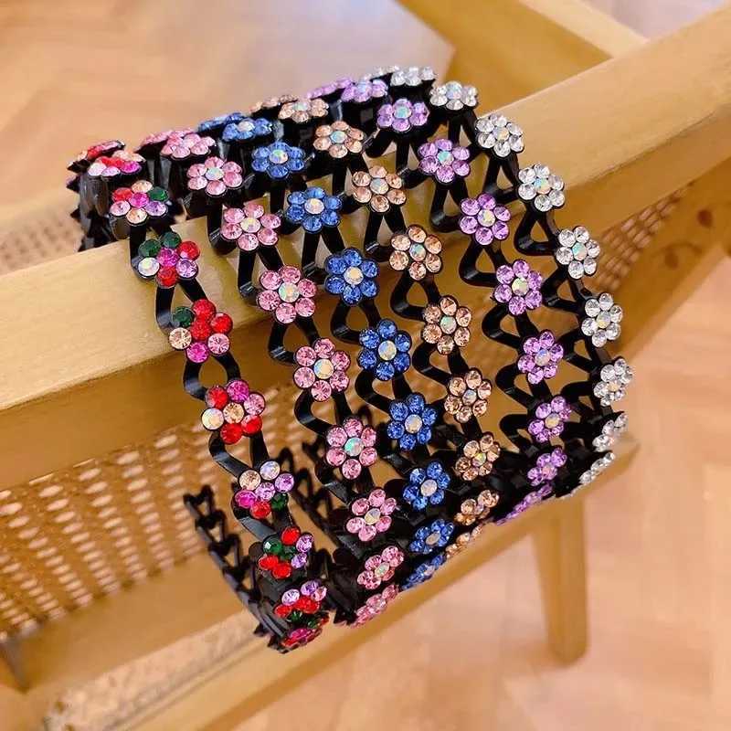 New Non-slip Rhinestone Bands Solid Wave Hairbands for Women Girls Bezel Fashion Hair Hoop Ladies Boutique Hair Accessories X250812