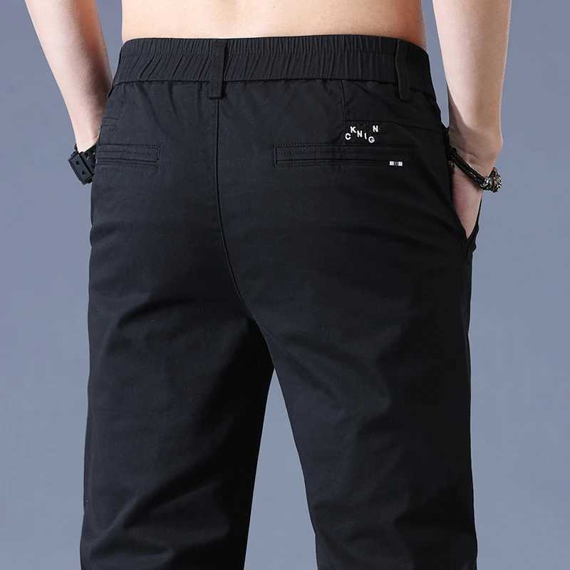2025 New High Quality Mens Slim Casual Pants Mid-Waist Stretch Work Trousers Spring Summer Fashion Cotton Trousers Mens Clothing W250812