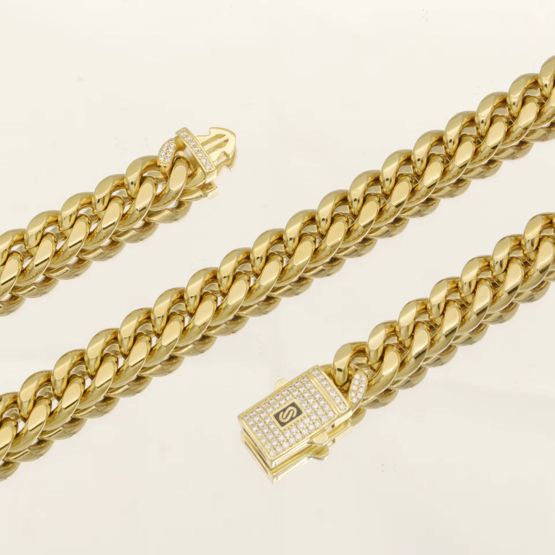 Hip Hop Jewelry for Men 6-14Mm Gold Plated Cuban Link Chains Stainless Steel Necklace with Pearl Gift Big Cuban Link Chains