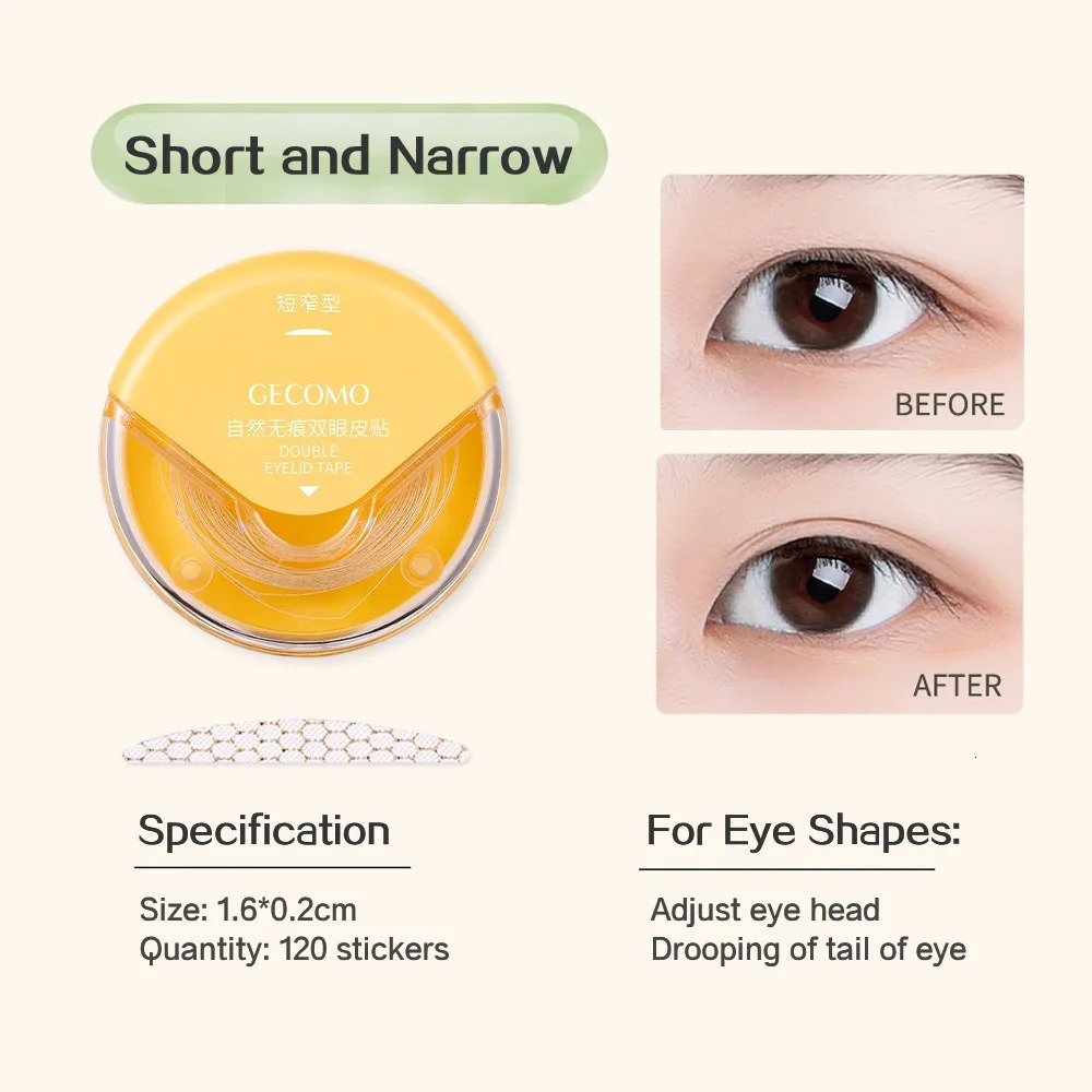 GECOMO 120 PCS Roll Invisible Double Eyelid Stickers Self-adhesive Long-lasting Lace Eyelid Paste Beauty Tool 250807