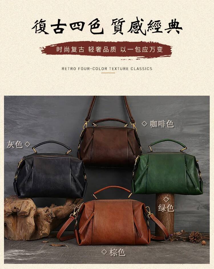 2025 Vintage cowhide leather tote bags lady square top handle high quality designer messenger shoulder crossbody bag ddmymarket