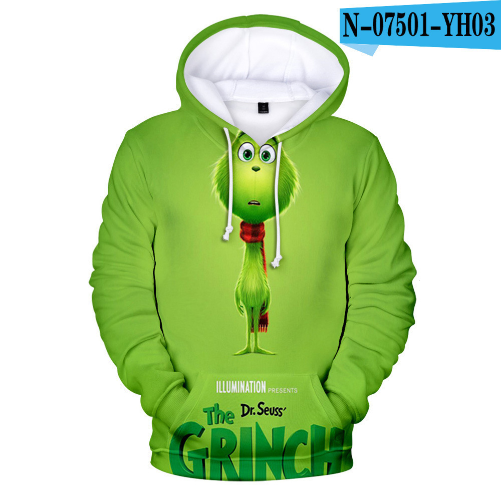 New Green Furry Monster Grinch 3D Digital Print Hoodie for Men and Women
