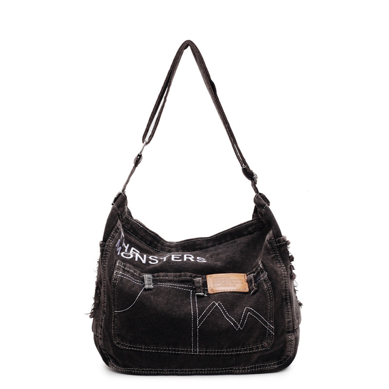 Design Washed Denim Travel Trend Large Capacity Shoulder Lazy Style Student Commuter Crossbody Bag