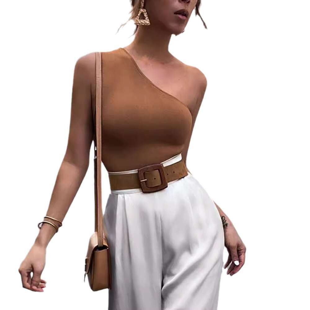 Nightclub Sports Single Shoulder Wireless Strapless Tube Women's Asymmetric Tank Top