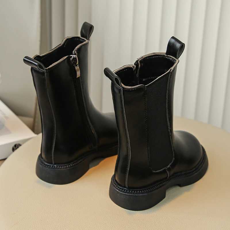 Children Leather Boots for Girls Simple Classic Fashion Kids Knee-High Boots Back Zipper Long Spring Winter New Rubber Shoes XJ250812
