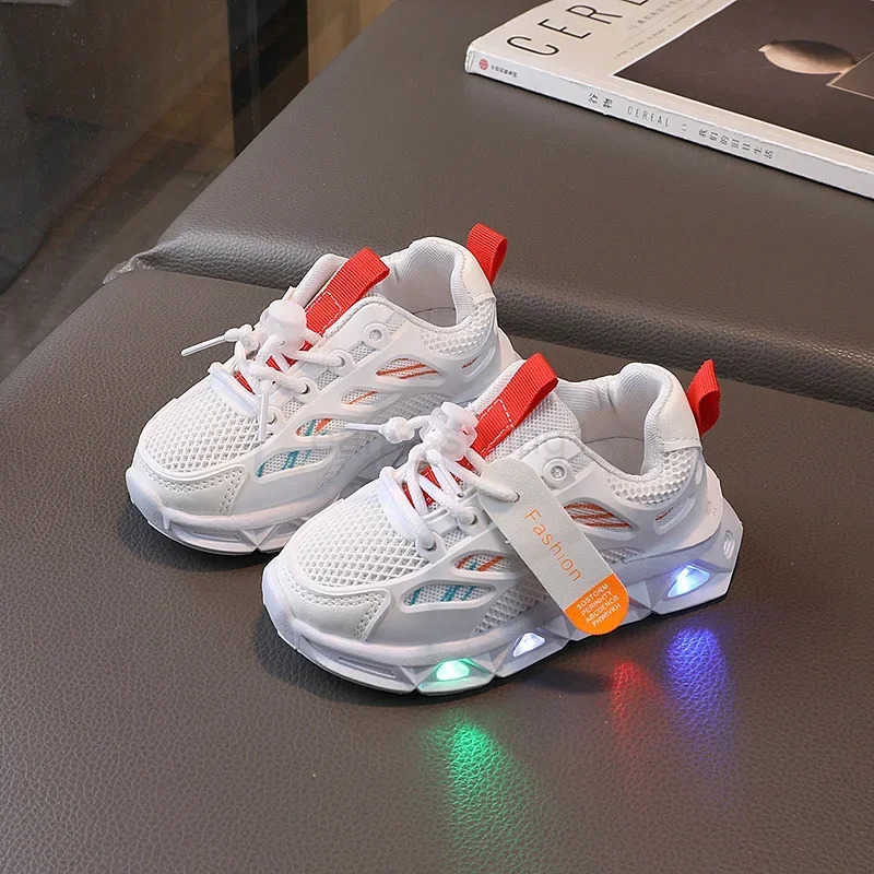 2025 New LED Baby Luminous Shoes Boys Glowing Children Sport Sneakers Kids Girls Anti-slip Toddler Mesh Flats Flash Light Shoes T250812