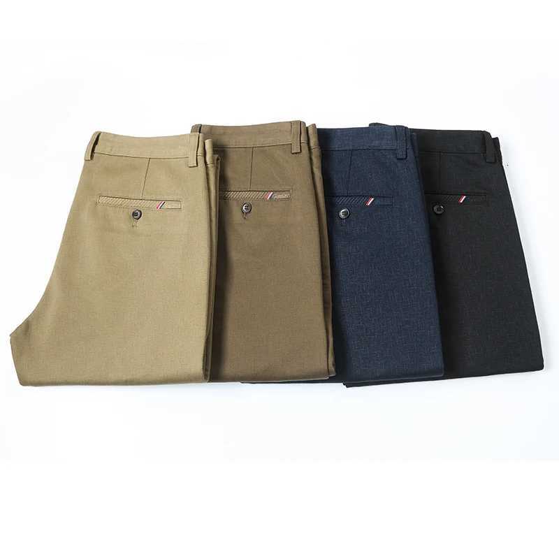 98% Cotton Mens Business Formal Office Trousers Classic Fashion Straight Stretch Casual Pants Solid Color Male W250812