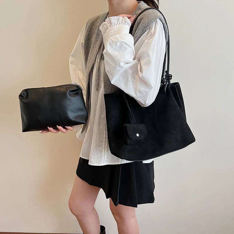 LEFTSIDE Faux Suede Tote 2025 Winter Auturm Casual New Shoulder Young Women's Underarm Bag Handbags and PursesFashion designer's style