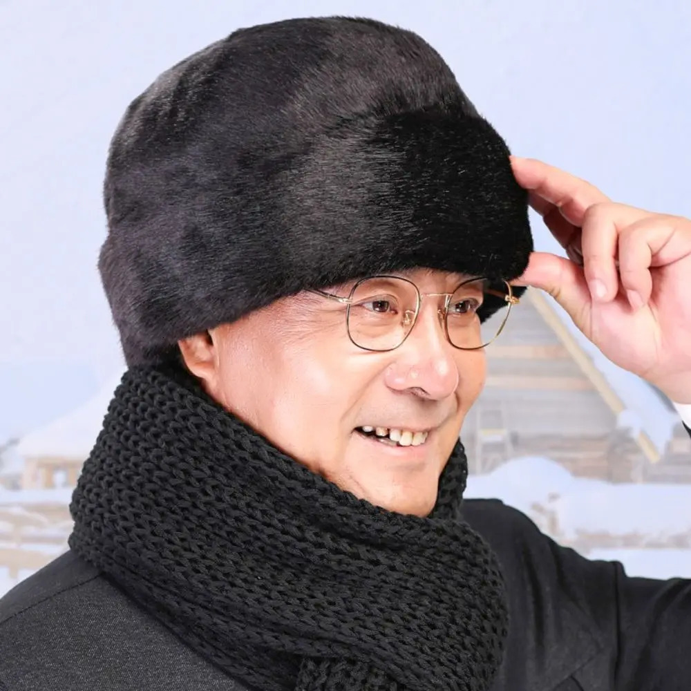 Casual Faux Fur Hat Solid Color Windproof Bucket Hats Ear Warmer Cap Men 250808