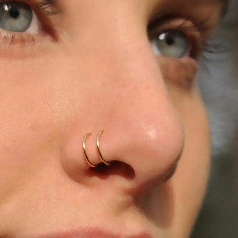Set of Shiny Geometric Nose Rings - Exquisite and Simple Ensures Long-Lasting Wear Ideal for Prom and Special Occasions 250807